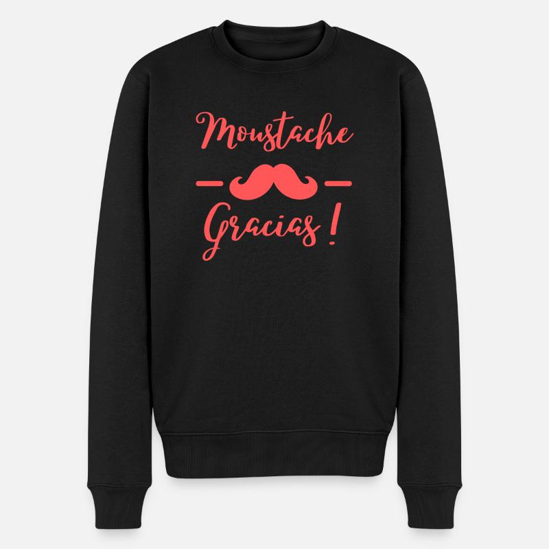 Design Moustache Gracias parfait pour un cadeau ! - Pull Premium bio Homme - noir