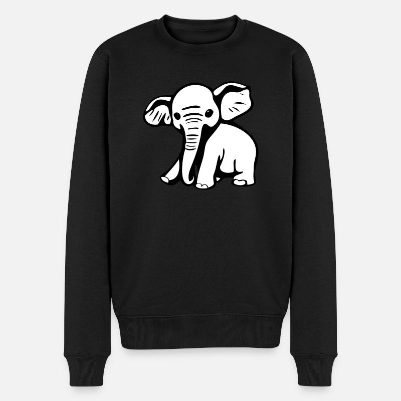 Baby-Elefant im Comic-Stiel - Männer Premium Bio Pullover - Schwarz