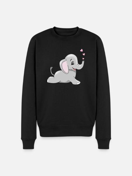 Lying happy baby elephant - Men's Premium Organic Jumper - black