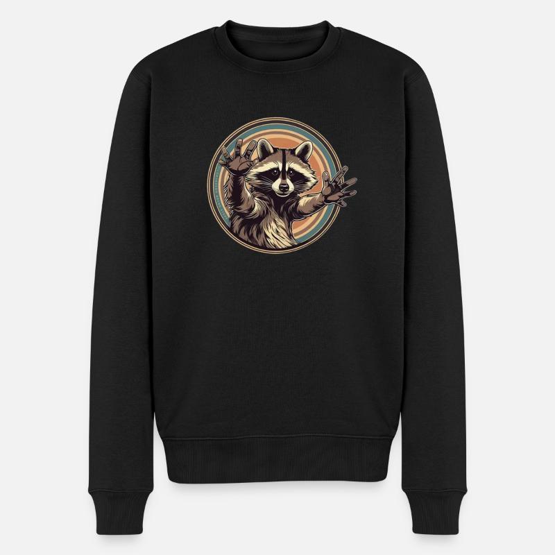 Raccoon - Männer Premium Bio Pullover - Schwarz