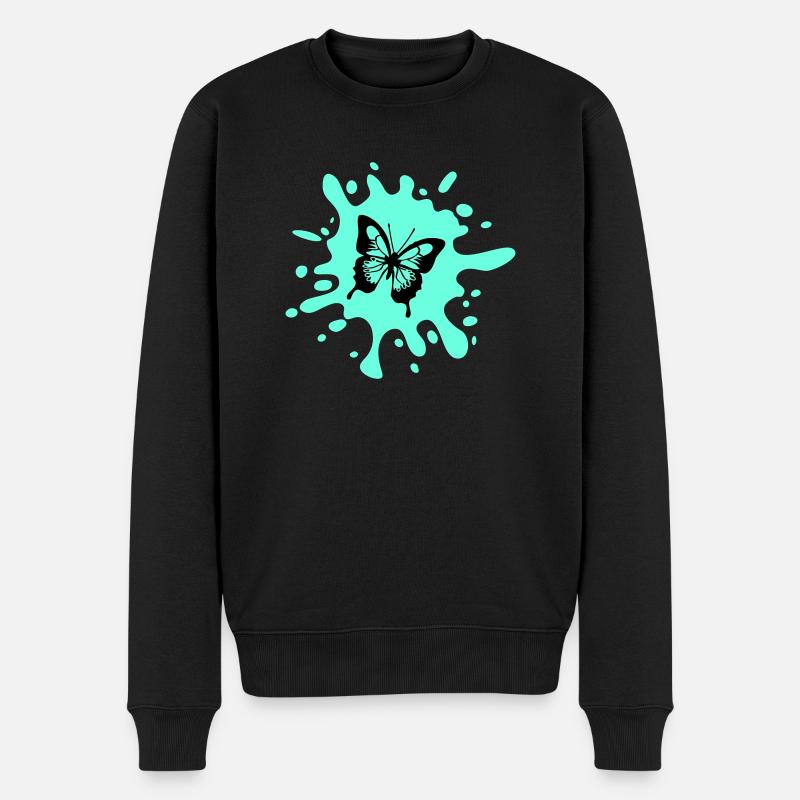 Schmetterling Farbklecks - Männer Premium Bio Pullover - Schwarz