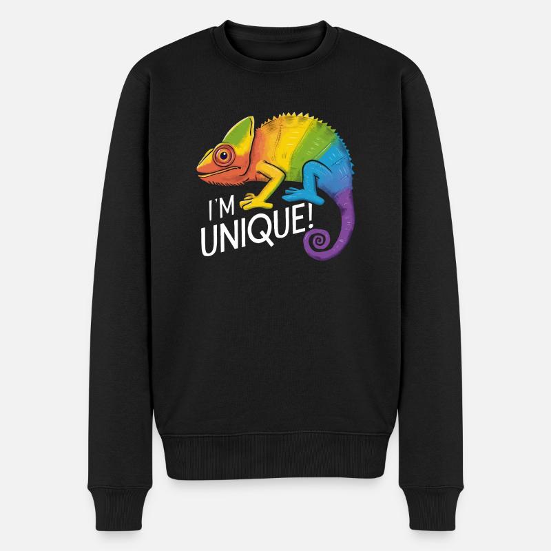 lebendiges Chamäleon "I'm Unique!" - Männer Premium Bio Pullover - Schwarz