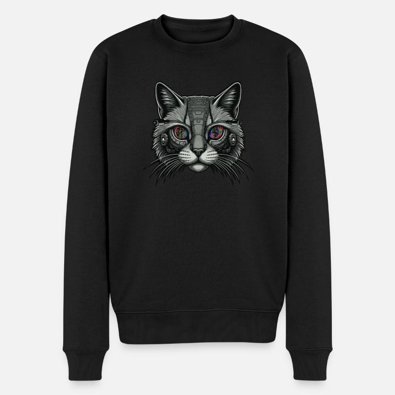 Katzen-Roboter - Männer Premium Bio Pullover - Schwarz