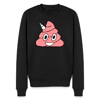 Pinker Einhorn Kackhaufen - Männer Premium Bio Pullover - Schwarz - Vorne - Nico (187cm)