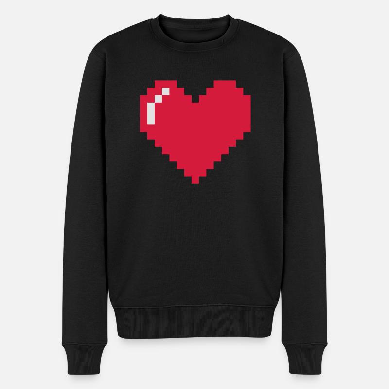 Pixel Love - Männer Premium Bio Pullover - Schwarz