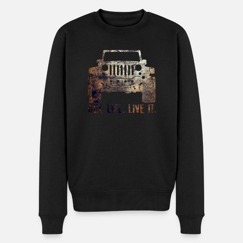 Jeep One Life, lebe es - Männer Premium Bio Pullover - Schwarz