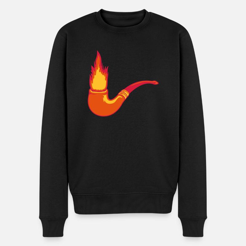 Feuer Tabakpfeife Raucher - Männer Premium Bio Pullover - Schwarz
