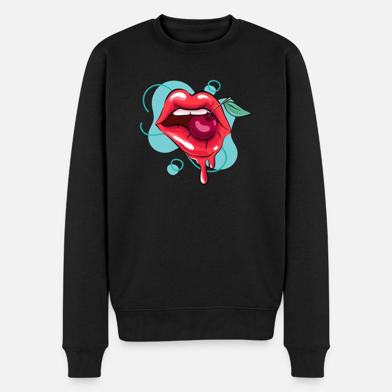 Red Lipstick - Männer Premium Bio Pullover - Schwarz