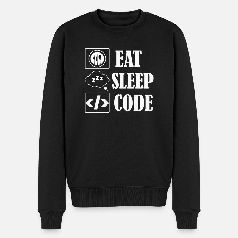 Eat Sleep Code Coding Software - Männer Premium Bio Pullover - Schwarz