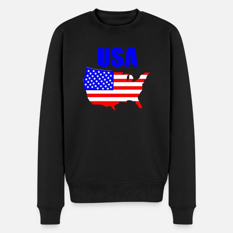 usa - Männer Premium Bio Pullover - Schwarz