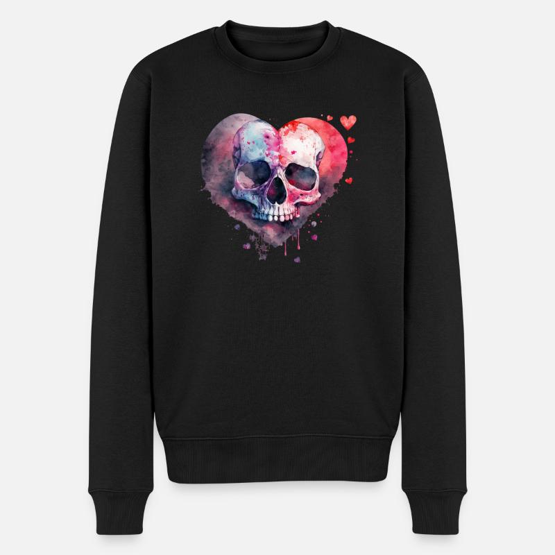 Skull Art Design Aquarelle - Pull Premium bio Homme - noir