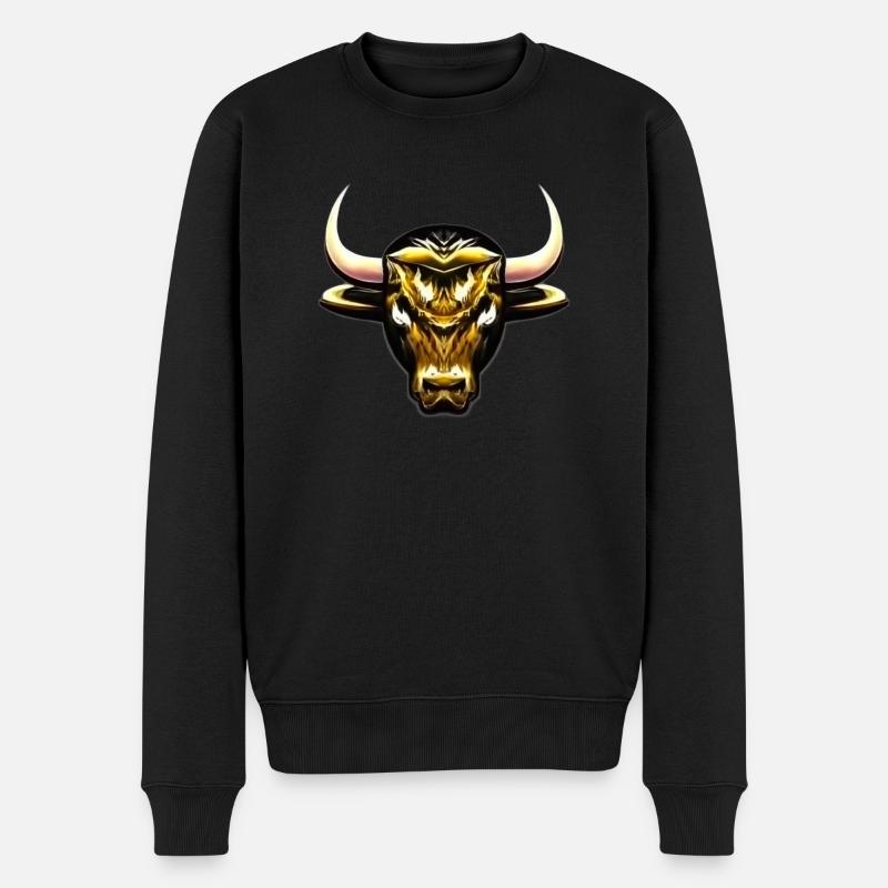 TAUREAU DORÉ STYLISÉ - Pull Premium bio Homme - noir