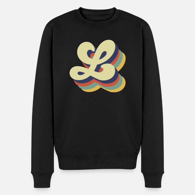 Retro-Buchstabe L - Männer Premium Bio Pullover - Schwarz