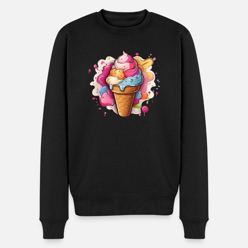 Leckeres buntes Softeis - Männer Premium Bio Pullover - Schwarz