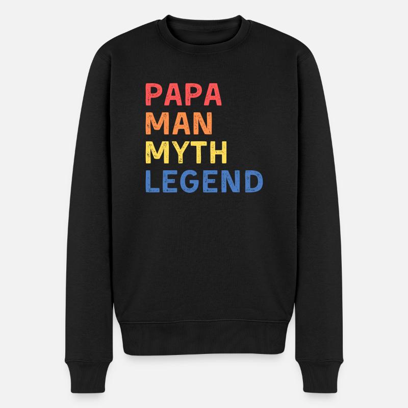 Papa - Mann, Mythos, Legende - Männer Premium Bio Pullover - Schwarz