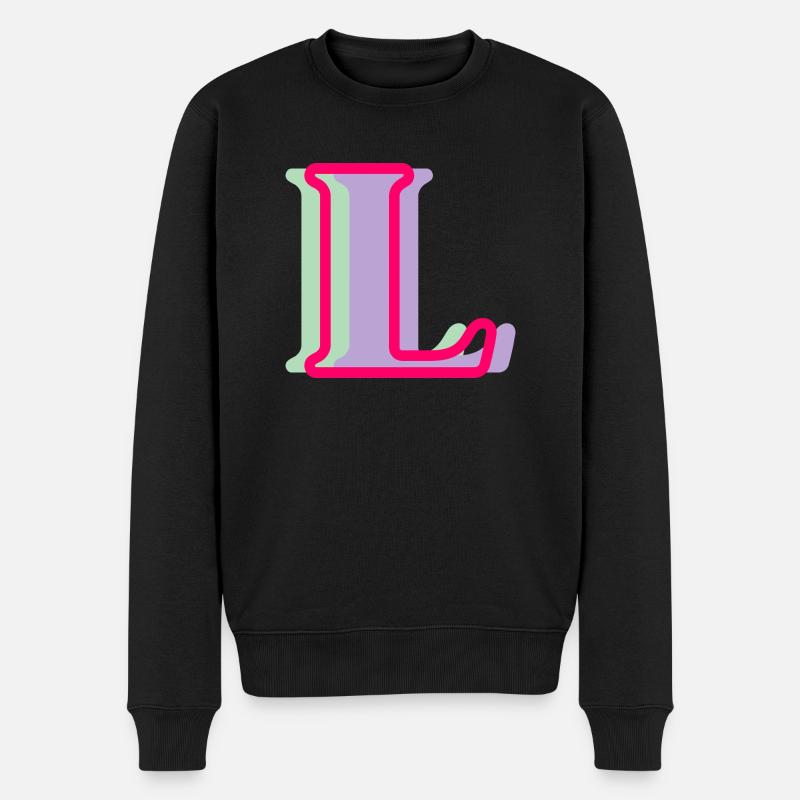 Mehrfarbiger Buchstabe l - Männer Premium Bio Pullover - Schwarz
