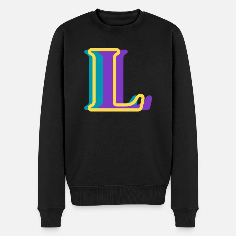 Mehrfarbiger Buchstabe l - Männer Premium Bio Pullover - Schwarz