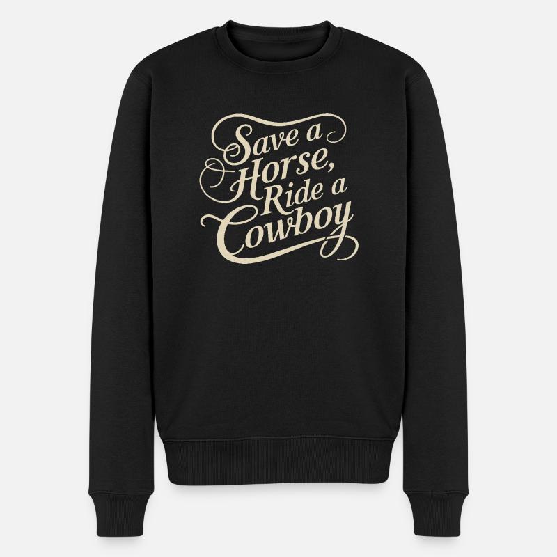 Retten Reiten Sie einen Cowboy - Männer Premium Bio Pullover - Schwarz