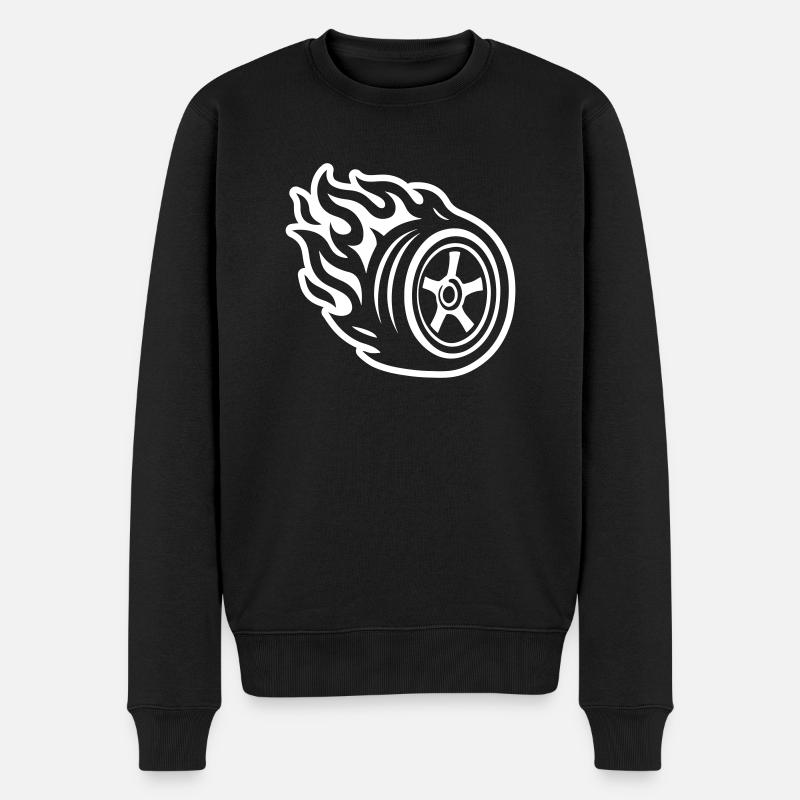 Pneu de voiture en feu - Pull Premium bio Homme - noir
