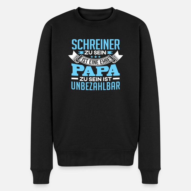 SCHREINER und Papa - Männer Premium Bio Pullover - Schwarz