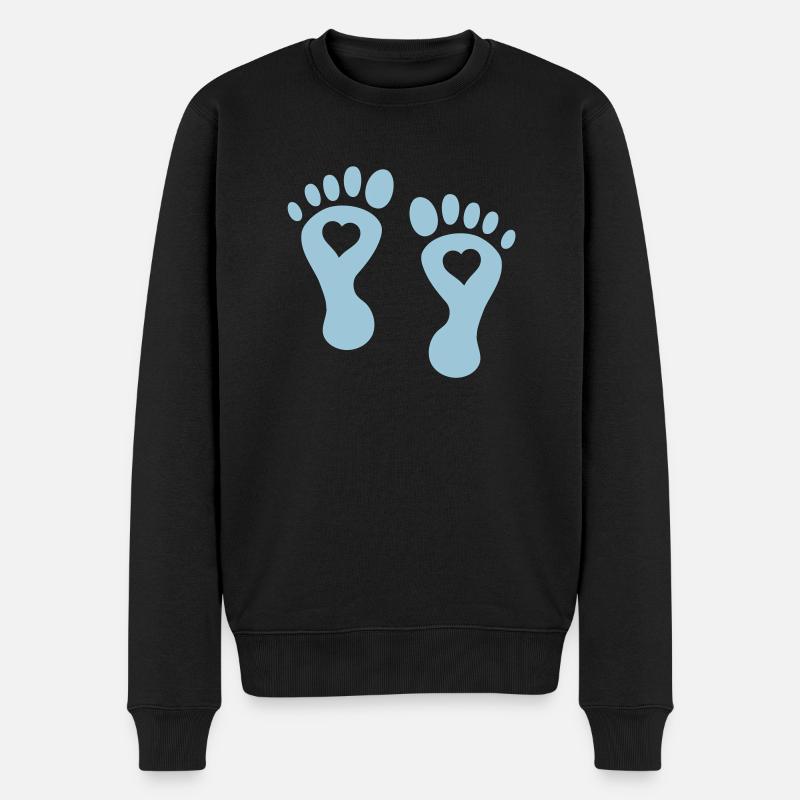 baby foot heart - Männer Premium Bio Pullover - Schwarz
