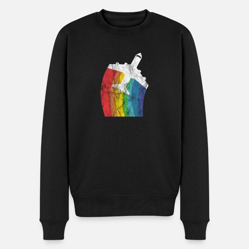 Avion avion cadeau voler arc-en-ciel - Pull Premium bio Homme - noir