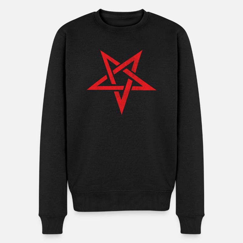 pentagramme rouge - Pull Premium bio Homme - noir