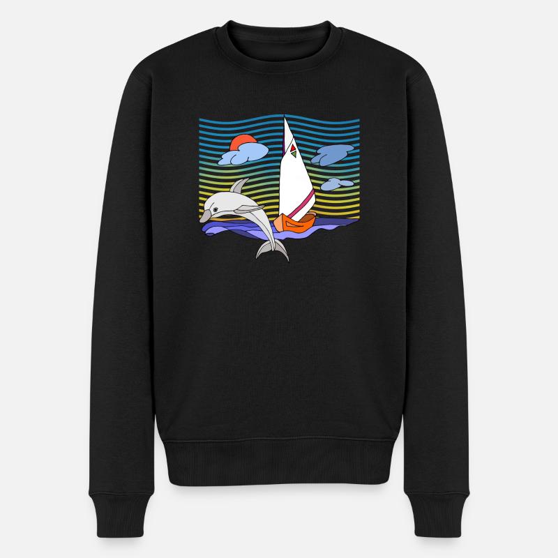 Segelboot - Männer Premium Bio Pullover - Schwarz