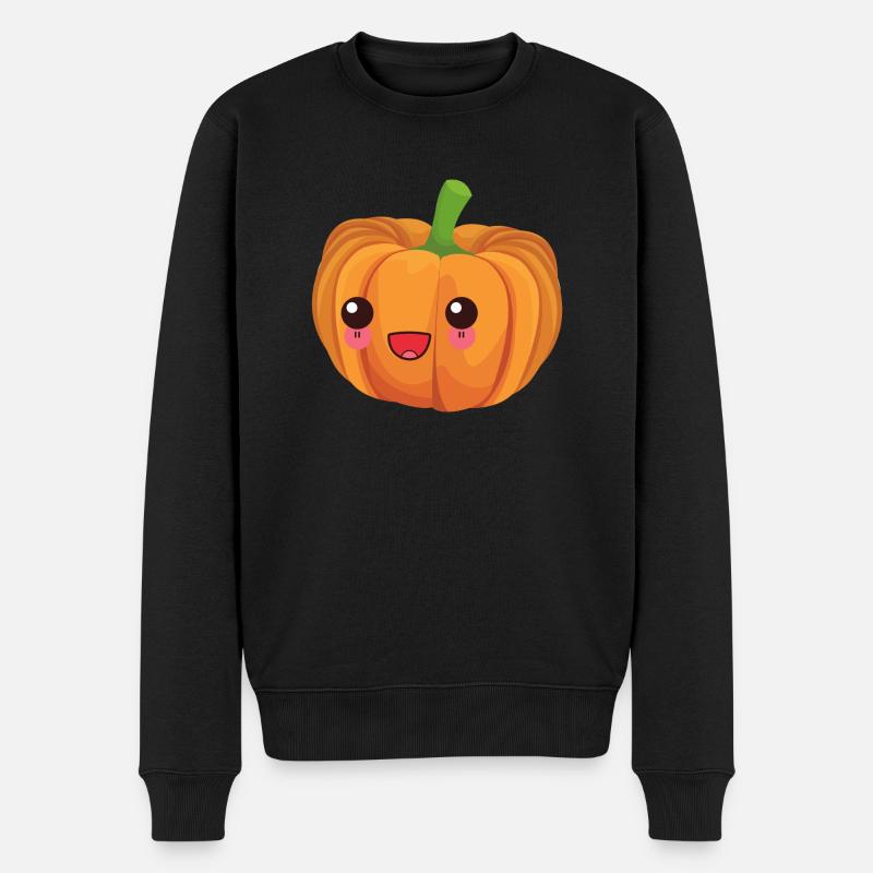 Happy Kürbis - Männer Premium Bio Pullover - Schwarz