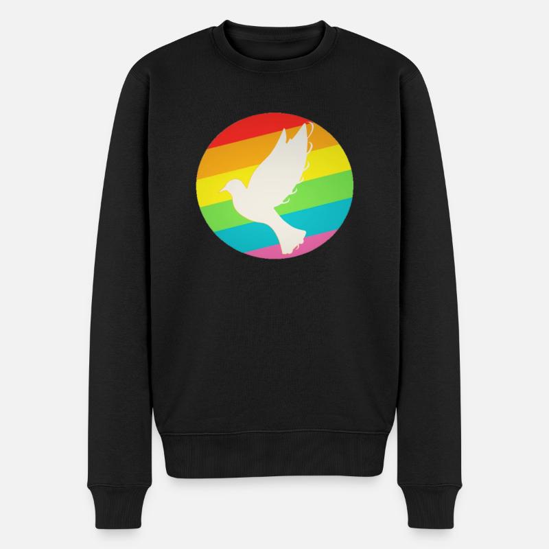 LGBT Regenbogen Friendenstaube - Männer Premium Bio Pullover - Schwarz