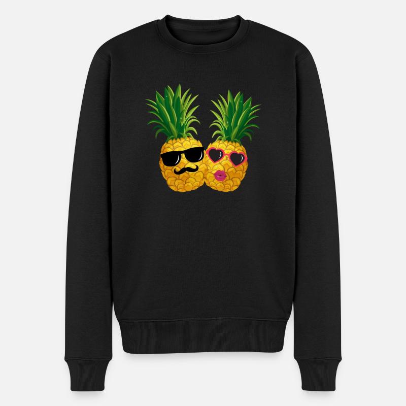 Mr. & Mrs. Pineapple - Männer Premium Bio Pullover - Schwarz