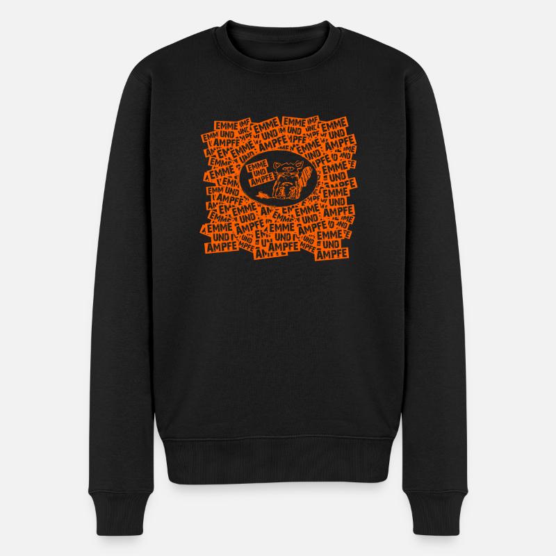 EMMEUNDAMPFE STICKERBOMB - Orange - Männer Premium Bio Pullover - Schwarz