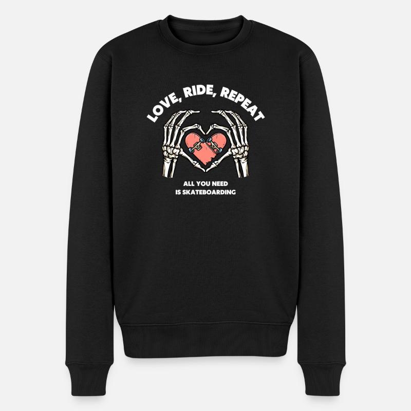 Love Skateboard - Pull Premium bio Homme - noir