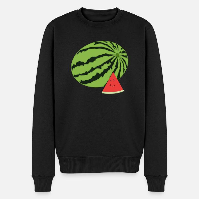 Happy Wassermelone - Männer Premium Bio Pullover - Schwarz