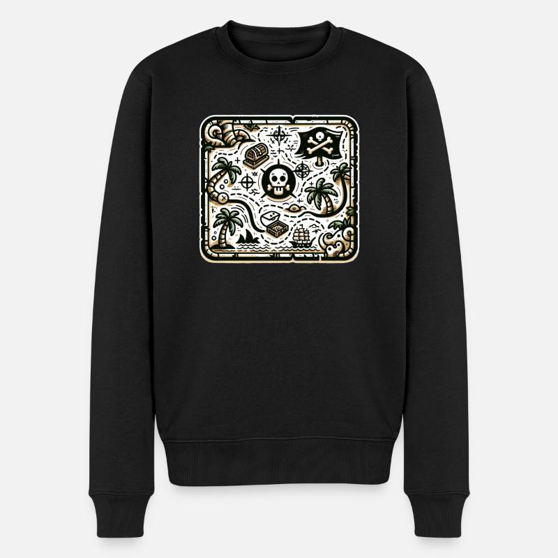 Schatzkarte - Männer Premium Bio Pullover - Schwarz