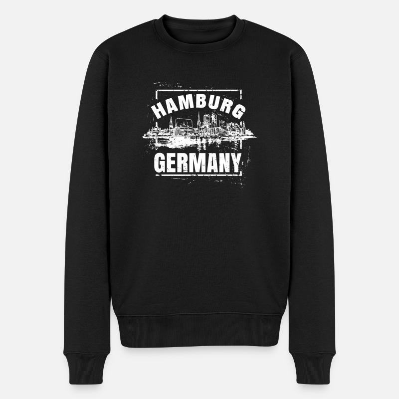 Hamburg Germany Skyline - Männer Premium Bio Pullover - Schwarz