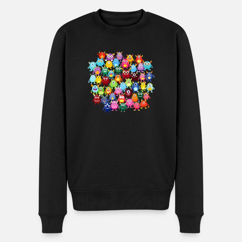 Monster Cartoon Collage - Männer Premium Bio Pullover - Schwarz