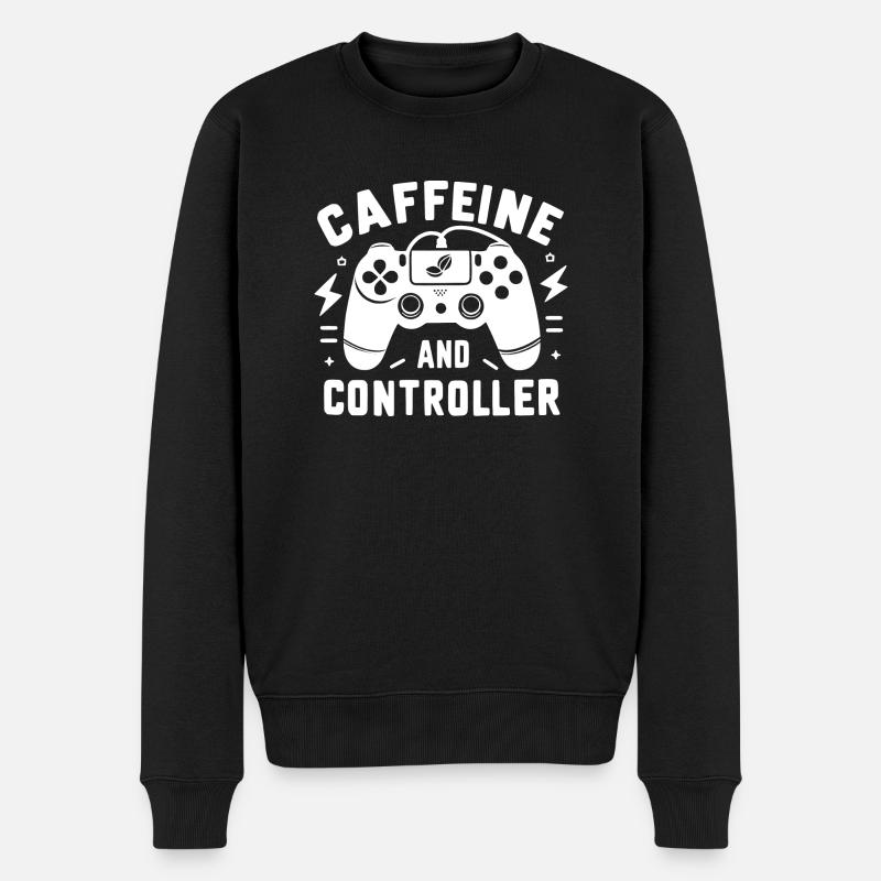 Caffeine and Controller - Men's Premium Organic Jumper - black
