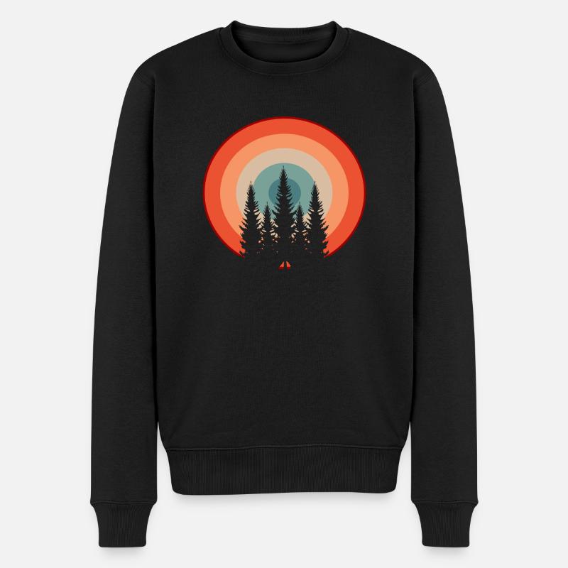 Wald Natur Retro Baum - Männer Premium Bio Pullover - Schwarz