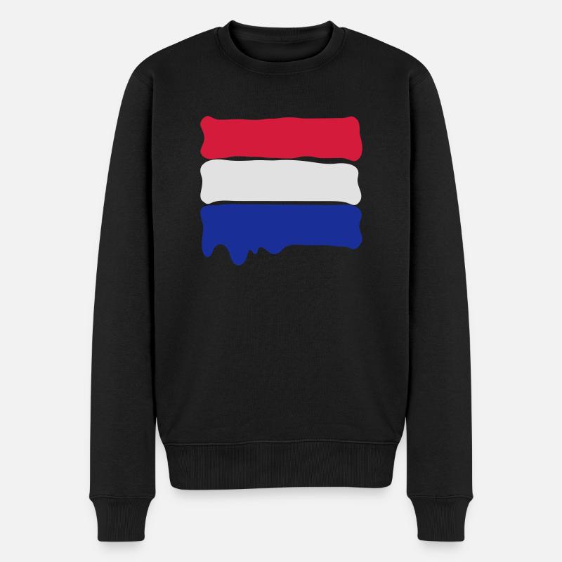 Dutch flag runny paint - Männer Premium Bio Pullover - Schwarz