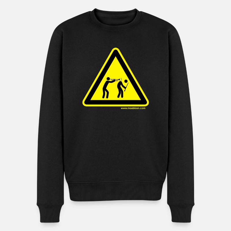 Gefahrenschild Trompete - Männer Premium Bio Pullover - Schwarz