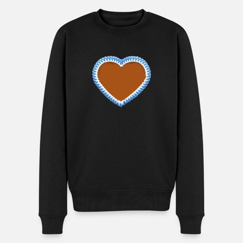 lebkuchenherz - Männer Premium Bio Pullover - Schwarz