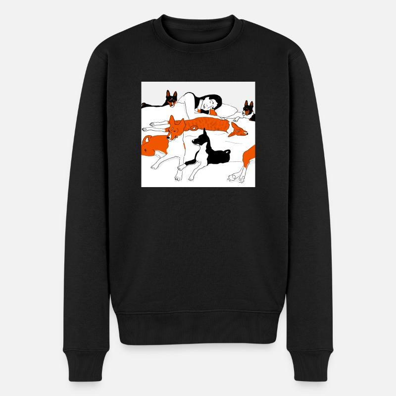 Chiens Basenji couchés - Pull Premium bio Homme - noir