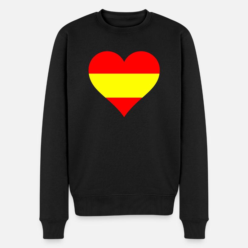 Herz Spanien Landesfarben - Männer Premium Bio Pullover - Schwarz