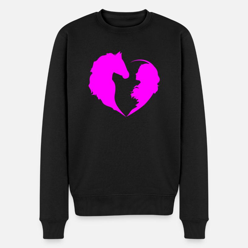 Pferdeliebe - Männer Premium Bio Pullover - Schwarz