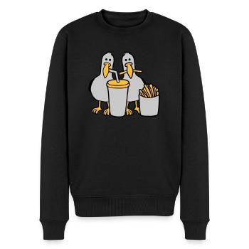 Fast-food mouettes volées - Pull Premium bio Homme - noir - Devant - Nico (187cm)
