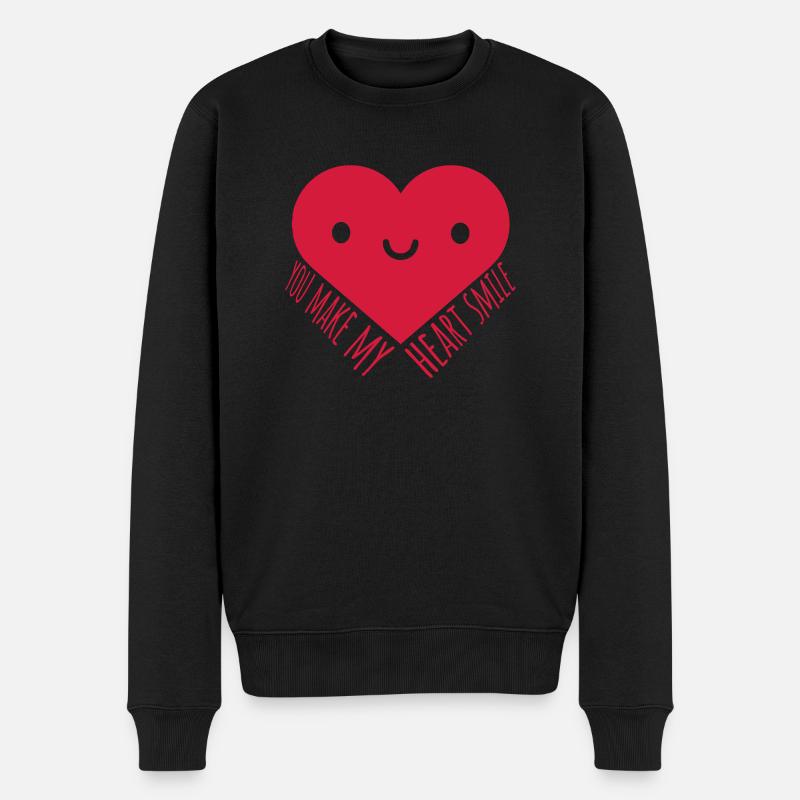 make my heart smile - Männer Premium Bio Pullover - Schwarz