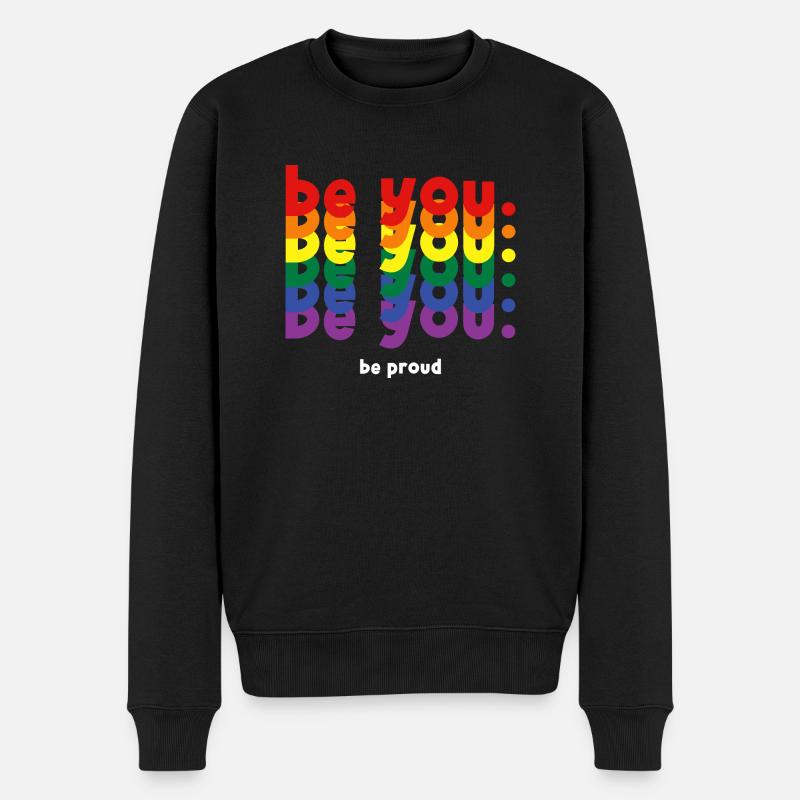 Sei du stolz LGBTQ Pride Regenbogen Lesbisch Schwul - Männer Premium Bio Pullover - Schwarz