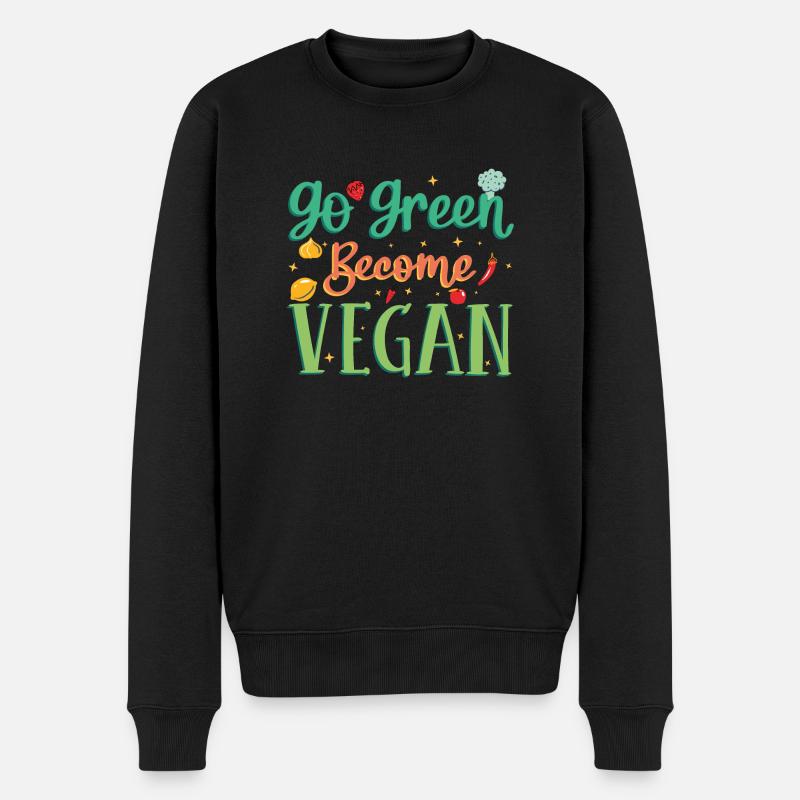 PASSEZ AU VERT VÉGÉTALIEN - Pull Premium bio Homme - noir