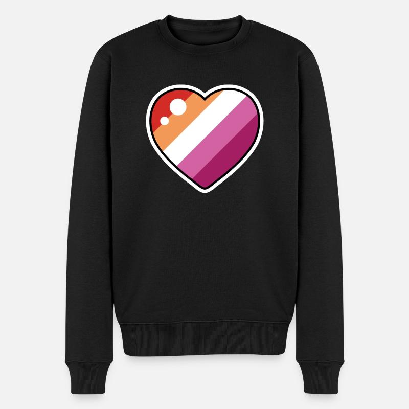 Coeur (drapeau lesbien) - Pull Premium bio Homme - noir